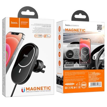 Holder for a smartphone in the Hoco CA90 Auto, with wireless charging, support for Magsafe, 15 watts-8