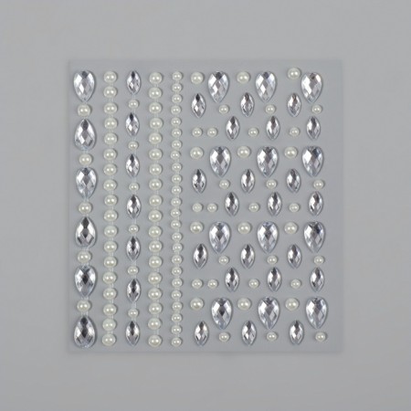 Rhinestones self -adhesive figured "Assorted", 120 pcs on the sheet, silver color-2