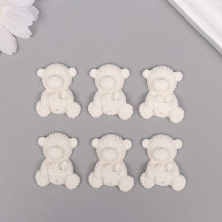 Decor for the creativity of Polystone "Bear with stroller" White set 6 pcs 2.5x3 cm-2