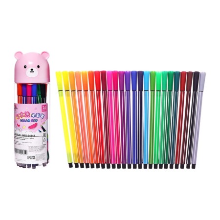 Flomasters 24 colors of stripes in a tube ventilated cap, a bear pink