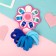 Hair set "Chamomile" (6 crabs, 12 elastic bands) Blue blue