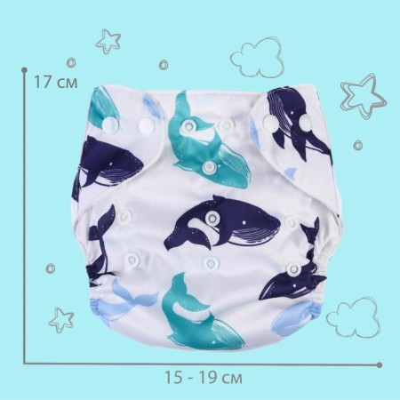 Panties - diapers, reusable, with the 3 -layer liner "Whales"-3