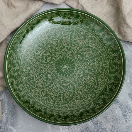 Tea set, Rishtan painting, 9 objects, green: kettle 0.8 l, Piala 0.3 l-6