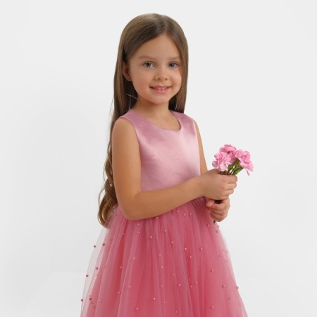 Children's dress with beads kaftan p. 30 (98-104 cm), pink-15