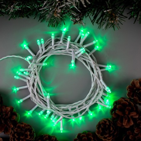 Garland “thread” 5 m, IP20, white thread, 50 LED, green glow, 8 modes, 220 V