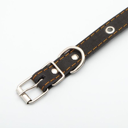 A single-layer leather collar with corrugated eyelets, dimensionless, 50 x 2 cm, Osh 36-44 cm, black-3