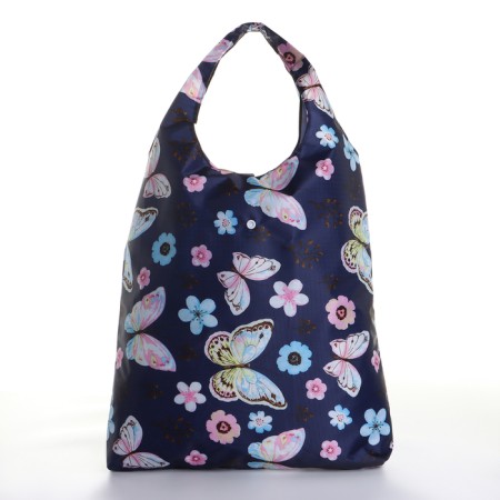Household bag on the button, folding, blue color-1