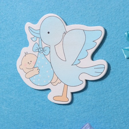 Decorative decoration (suspension) "Stork with a boy" 27x27x46 cm, blue-4