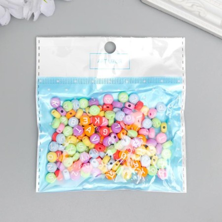 Beads for creativity plastic "Bright circles with letters" set of 20 g 0.4x0.7x0.7 cm-3