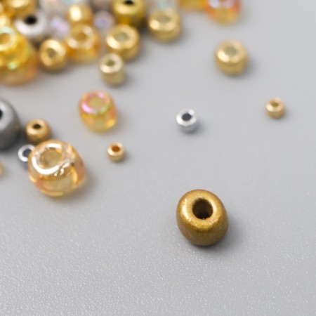 Glass beads 6/0-15/0 "Assorted gold and silver" d = 1.5-4 mm, nr 10g-1