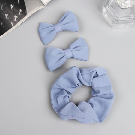 Hair set "Felicia" (elastic band 7 cm, 2 clamps 6.5 cm) style, blue-1