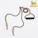 A leash of 8 mm with a pack for 2 dogs, polyester and genuine leather, 73 + 2x57 cm, beige