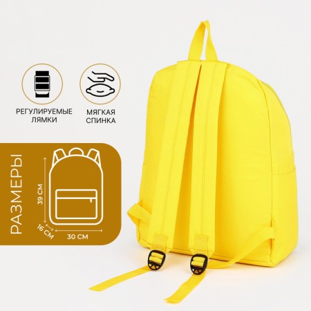 School backpack from textiles on lightning, 3 pockets, yellow color-1