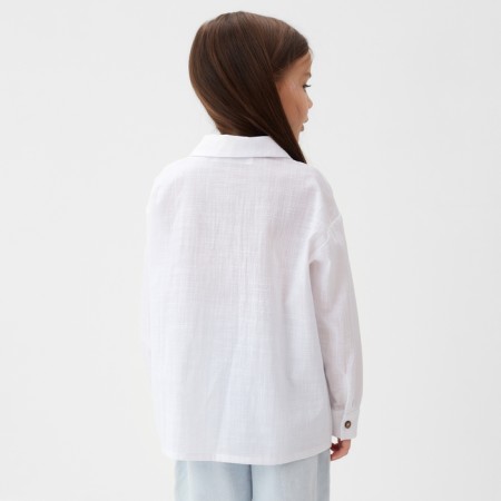 Рубашка для девочки KAFTAN Linen, р.28 (86-92см) белый-3