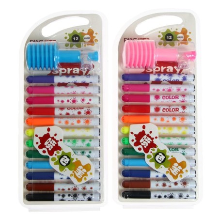 Flomasters 12 colors of BlowPens, with stencils, a blister, a ventilated cap, mix