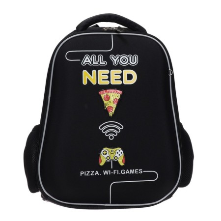 Frame backpack 38 x 29 x 12.5 cm, Hatber Ergonomic Light "All You Need...", black/yellow nrk_71035-2