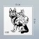 Tattoo on the body black "Dog with a cat in a backpack" 6x6 cm