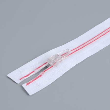 Lightning "Spiral", No. 5, detachable, castle machine, 80 cm, white/pink color-1