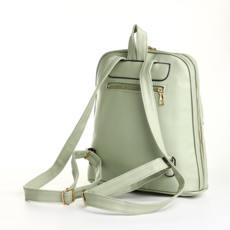 City backpack on a zipper, green color-1