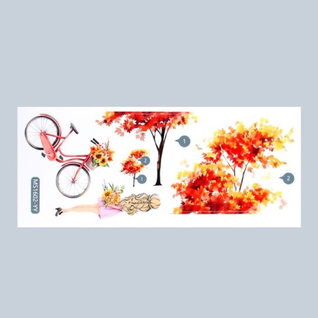 Interior plastic sticker on the switch "Autumn. Cycling Walk" 11x25 cm-1