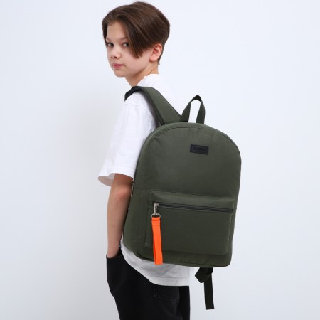 School textile backpack with a lobe of a sling, 38x29x11 cm, khaki color-9