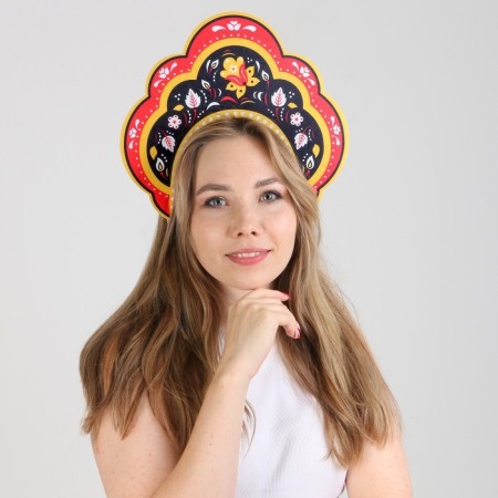 Carnival kokoshnik "Russian beauty" from felt, with application-3