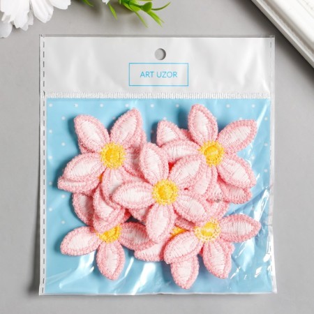 Decor for creativity Textile Embroidery "Pink Flower" 5.2x5.2 cm-2