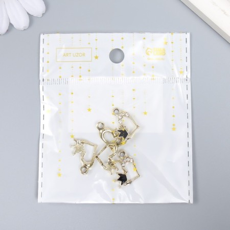 Decor for creativity metal, rhinestones "curved heart with a crown" gold 1.5x1.8 cm-3