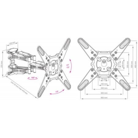 Kromax Atlantis-45 white bracket 22 "-65" Max.45kg wall turn and nakl 10047-2