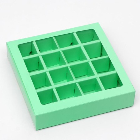 Box for sweets, 16 pcs, mint, 17.7 x 17.7 x 3.8 cm