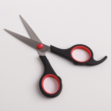 Hairdressers scissors with emphasis, blade - 6 cm, black/red color-1