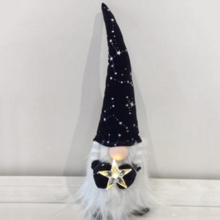 Interior doll "Dwarf in a black cap with stars, with an asterisk in the hands" 36 cm-4