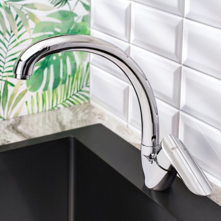 BOOOU B8274-10F kitchen mixer, 35 mm cartridge, single-leaf, brass, chrome-2
