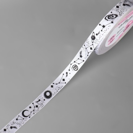 Satin ribbon "Cosmos", 15 mm × 23 ± 1 m, white color No. 001-1