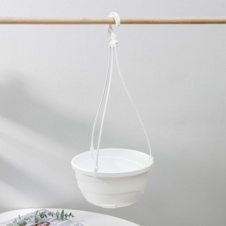 Street Kashpo with basal watering "Malva", 4.7 liters, white color, suspension as a gift-2