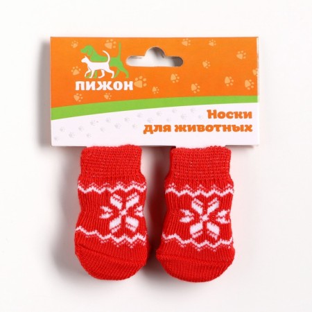 Noski non -slip "snowflakes", size S (2.5/3.5 * 6 cm), set 4 pcs, red-1