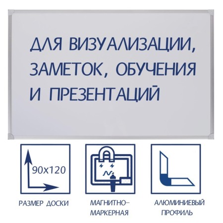Magnetic-marker board, 90x120 cm, calligrata standard, in an aluminum frame, with a shelf