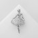 Brooch "Ballerina" feminine, white color in silver