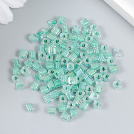 Glass beads 6/0 "Cube. Translucent. Green" 10 g-1