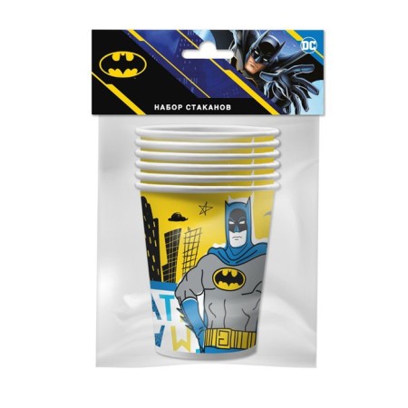 A set of paper glasses Batman, 6 pcs., 250 ml, yellow-1