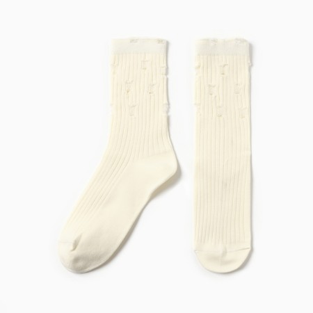Women's socks kaftan torn into a rib size 36-40 (23-25 ​​cm), milk-1