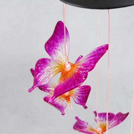 Wind music with backlighting from the solar battery "Butterflies" 13x13x55 cm-2