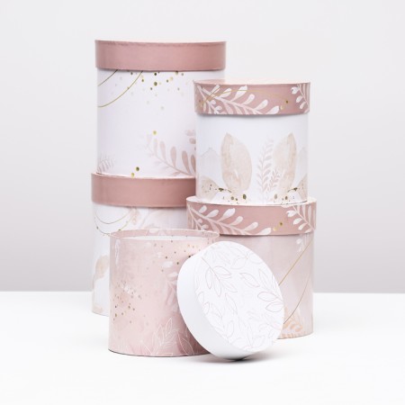 Set of round boxes 5 in 1 "leaves", 20 x 20 -14 x 14 cm-1
