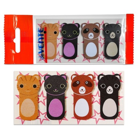 Bookmarks with adhesive edge (stickers), 23 x 45 mm, 4 colors of 20 sheets, paper, Devente "cats", in a plastic bag