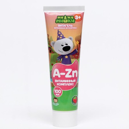 Vitamin complex for children "Mi-Mi-Mimy Vitagel" with the taste of strawberries, vitamins A, B1, B2, B6, C, D3, E, Micro- and Macroelements, 100 ml-1