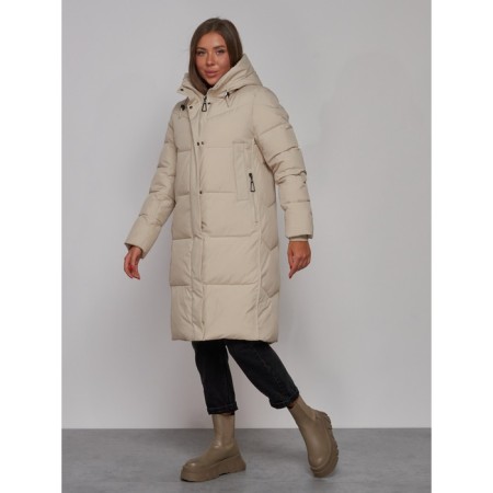 Coat insulated winter female, size 50, beige color-1