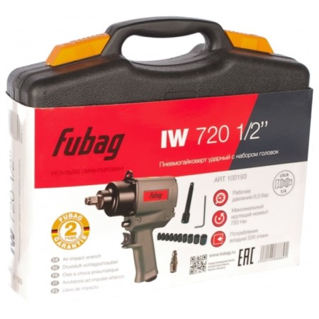 Pneumanogycovert Fubag IW720, shock, head set, case, 1/2 ", 6.3 bar, 226 l/m, 720 nm-1