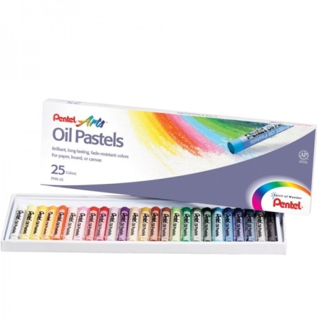 Oil pastel, 25 colors, Pentel 8/60 mm, in cardboard