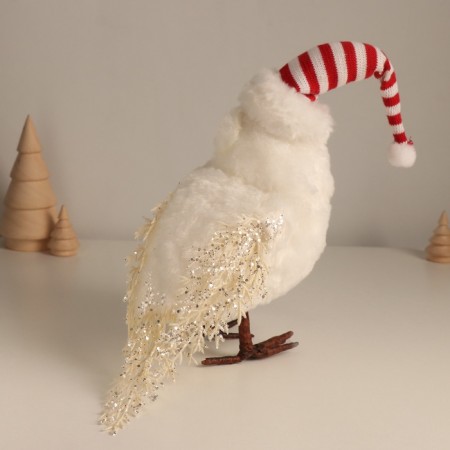 Decor "White owl in a striped cap" 18x10x22 cm-2