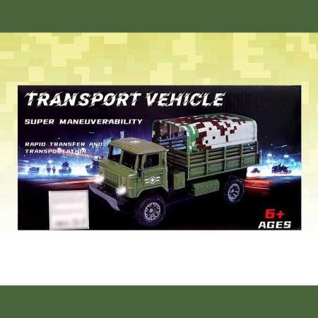 Radio -controlled "military" truck, works on the battery, the color is green-8